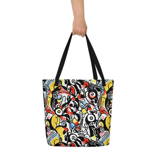 Electric Doodle on a Large Tote Bag W/ Pocket
