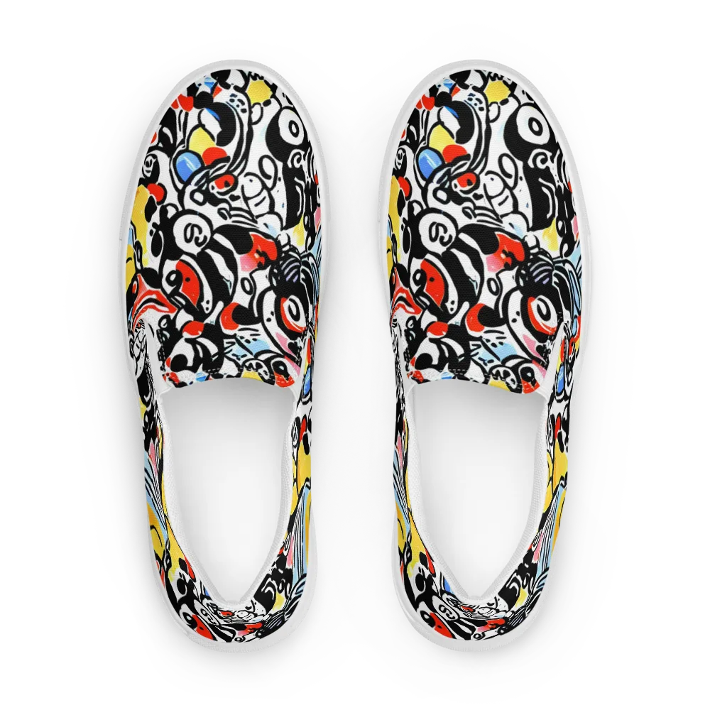 Electric Doodle on Women's Slip-On Canvas Shoes — Front