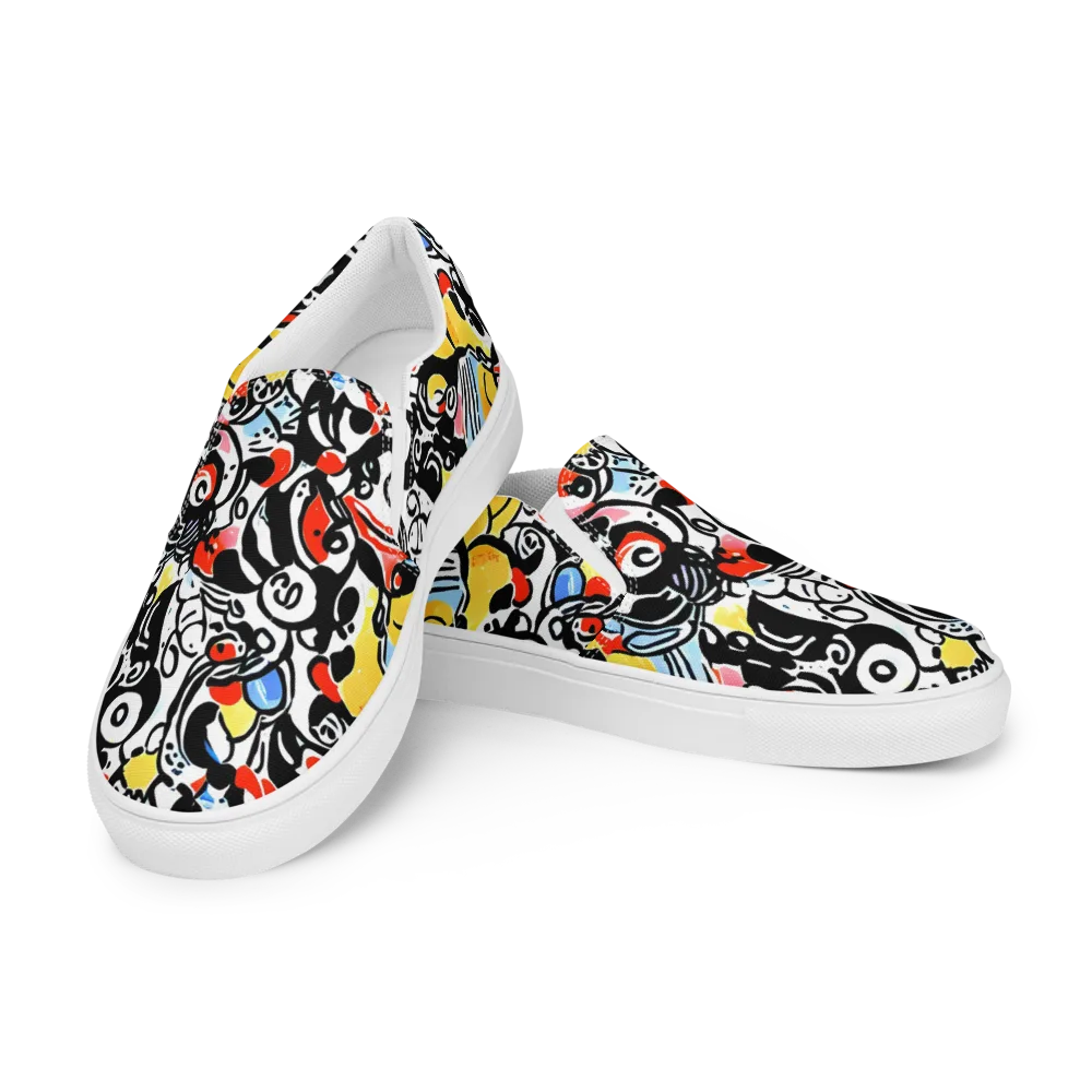 Electric Doodle on Women's Slip-On Canvas Shoes — Left Front