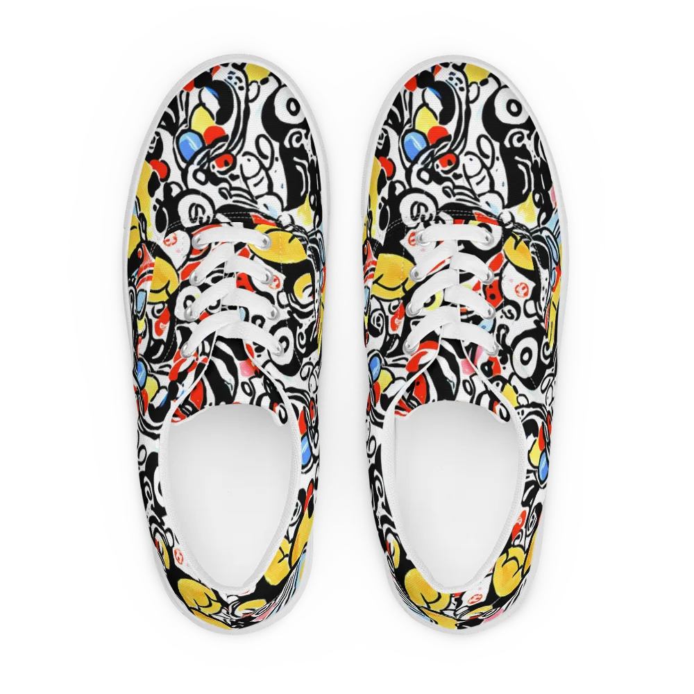 Electric Doodle on Men's Lace-Up Canvas Shoes — Front