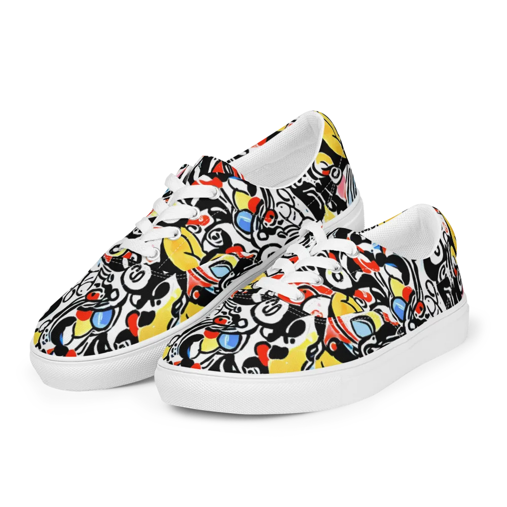 Electric Doodle on Men's Lace-Up Canvas Shoes — Left Front