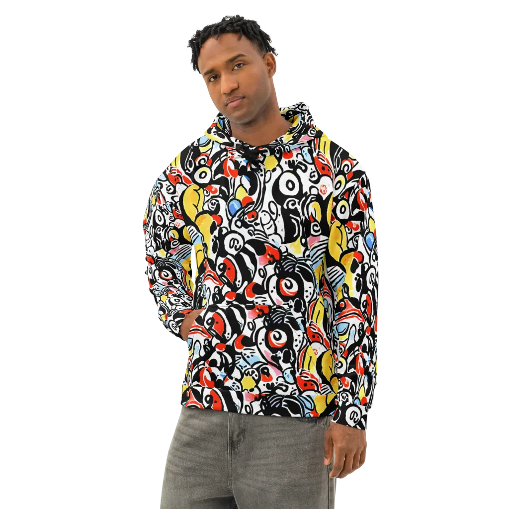 Electric Doodle on Cotton Hoodie — Left Front