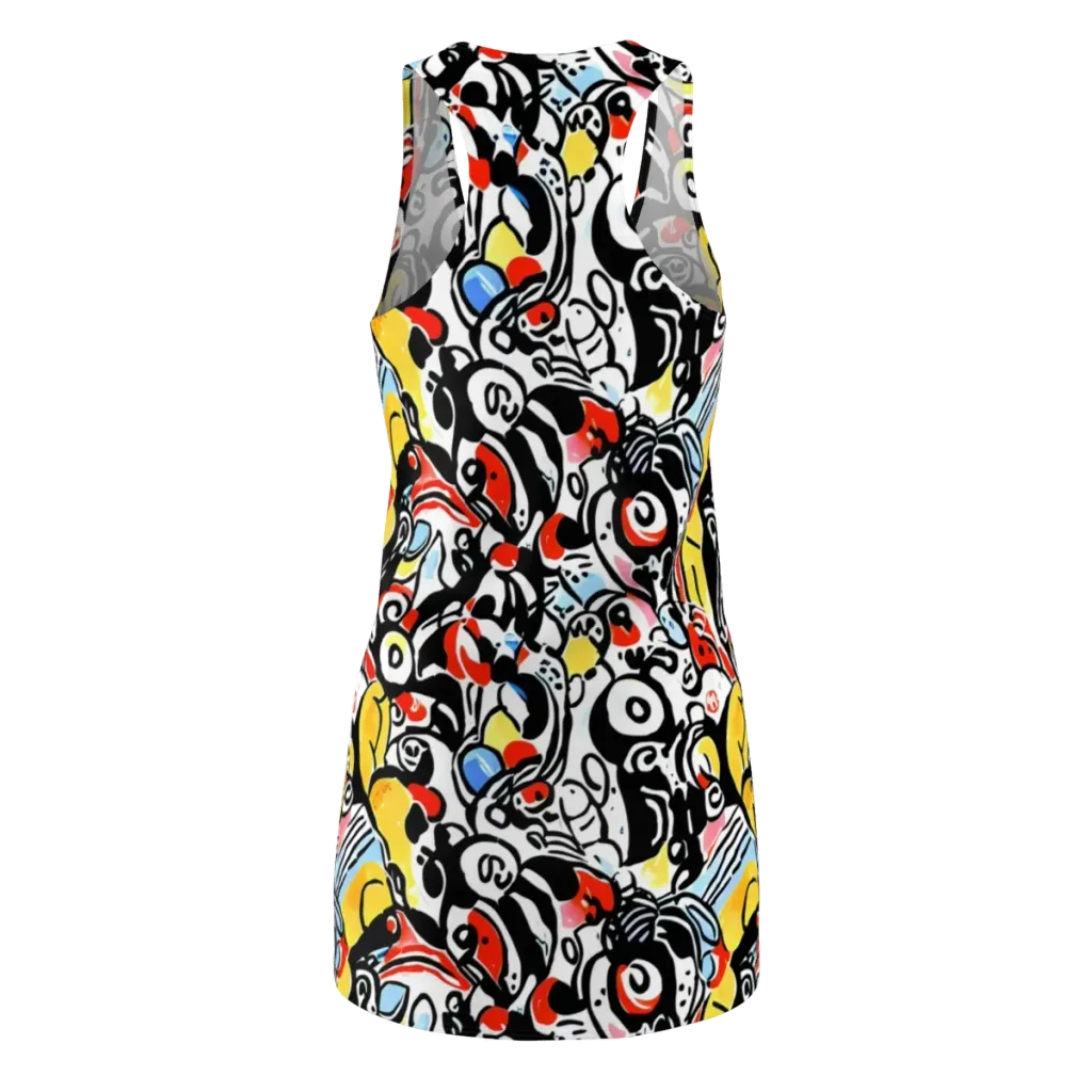 Electric Doodle on Racerback Dress — Back