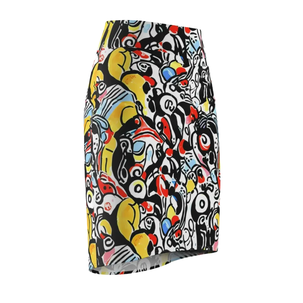 Electric Doodle on Pencil Skirt — Front Side
