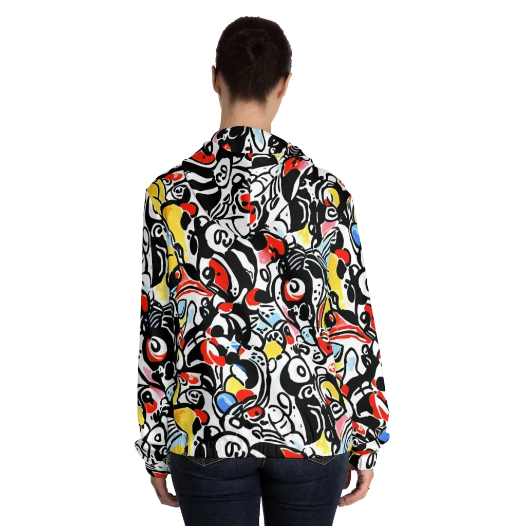 Electric Doodle on Women's Full-Zip Hoodie — Back On Person