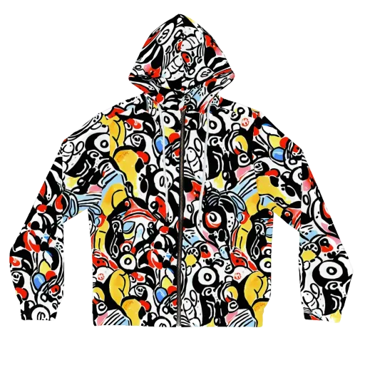 Electric Doodle on a Women's Full-Zip Hoodie