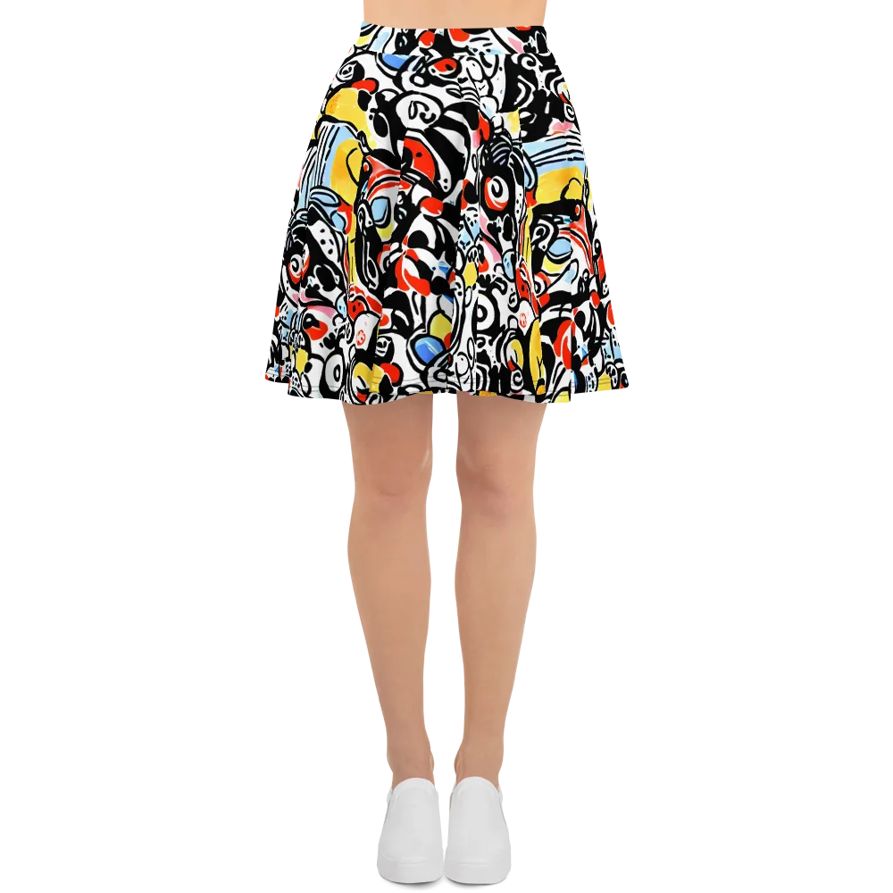 Electric Doodle on Skater Skirt — Front