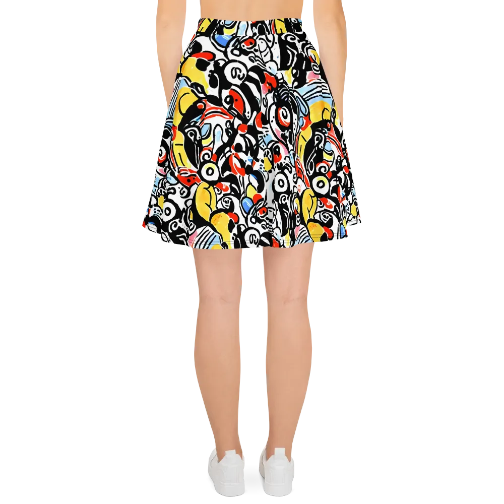 Electric Doodle on Skater Skirt — Back