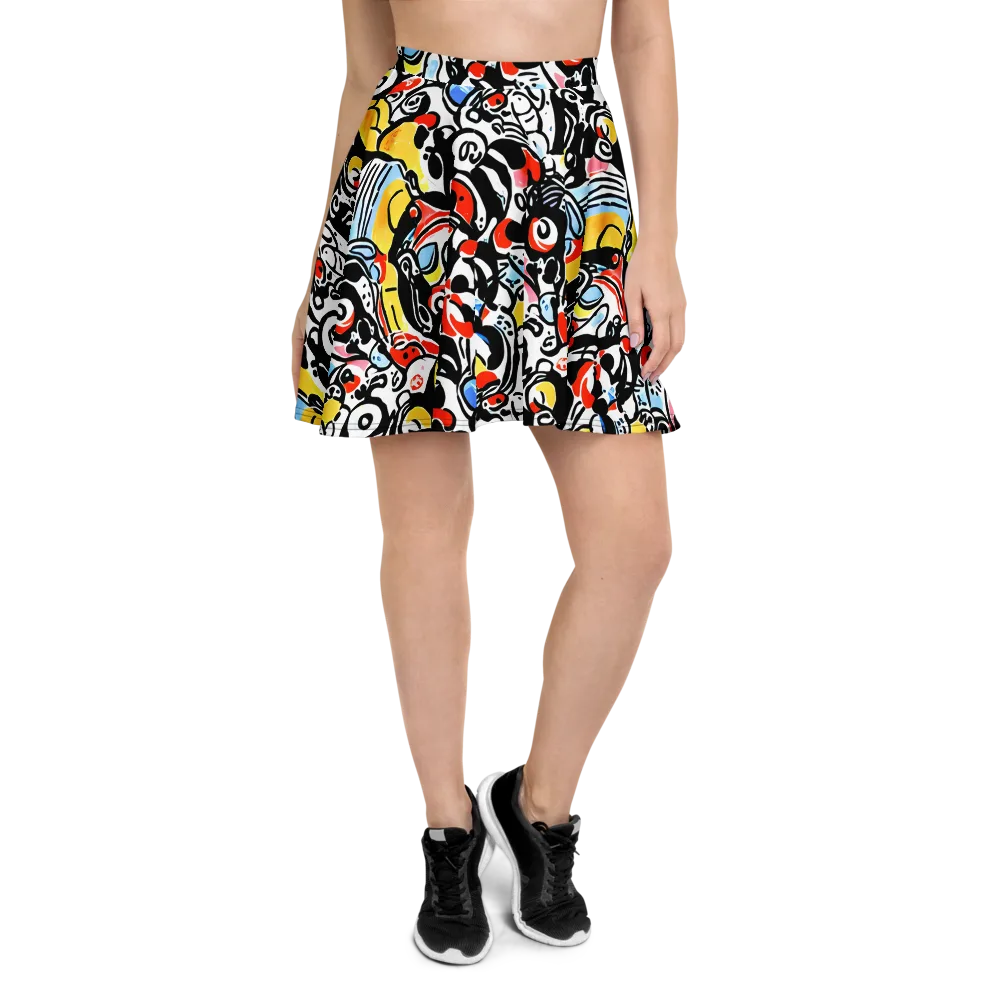 Electric Doodle on Skater Skirt — Front