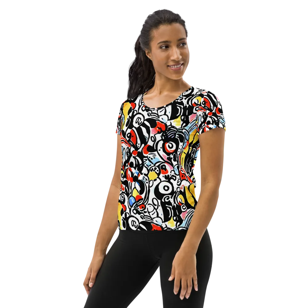 Electric Doodle on Women's Athletic T-Shirt — Left