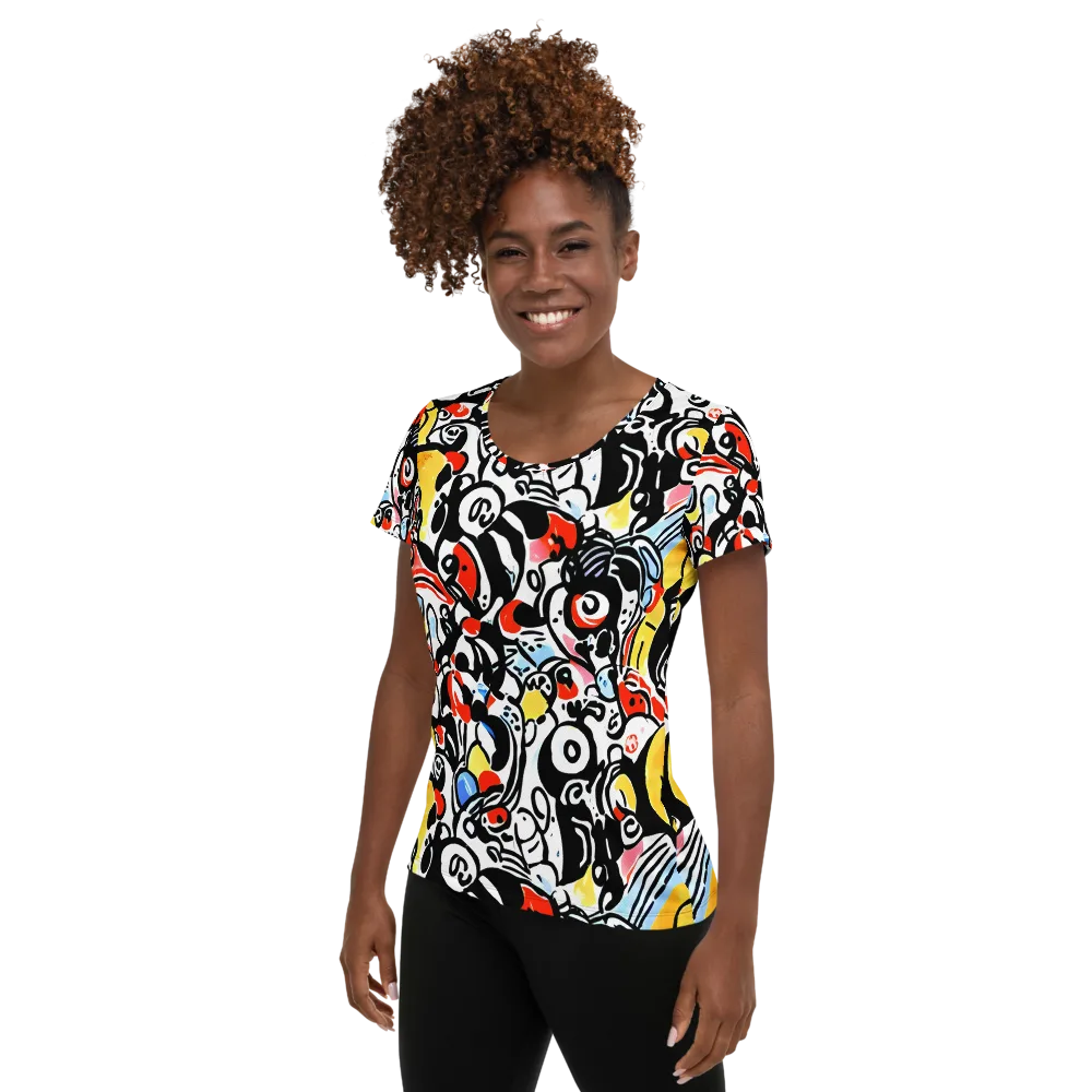 Electric Doodle on Women's Athletic T-Shirt — Left