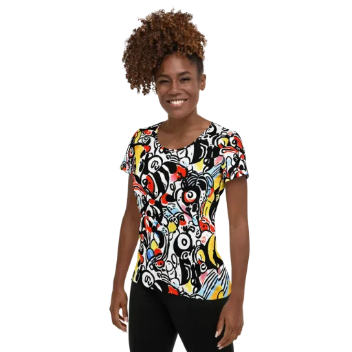Electric Doodle on a Women's Athletic T-Shirt