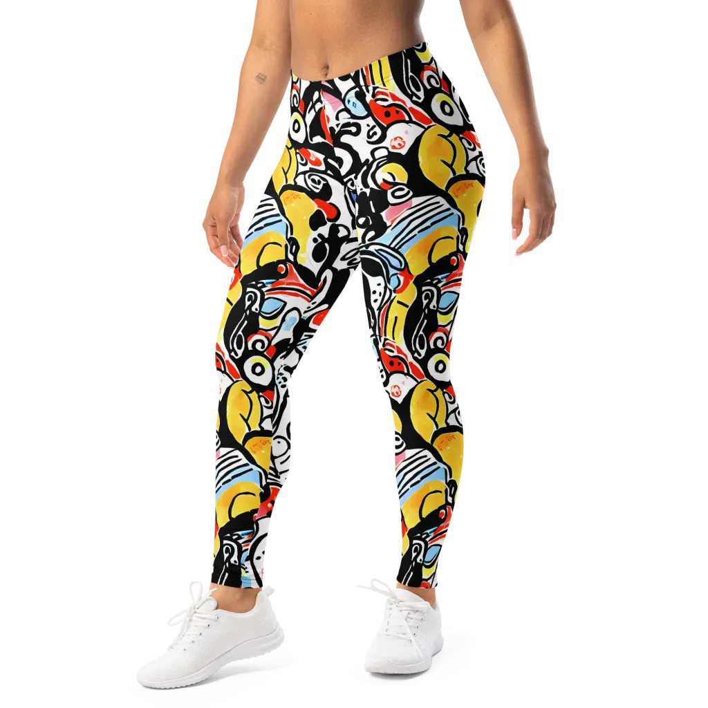Electric Doodle on Leggings — Left Front