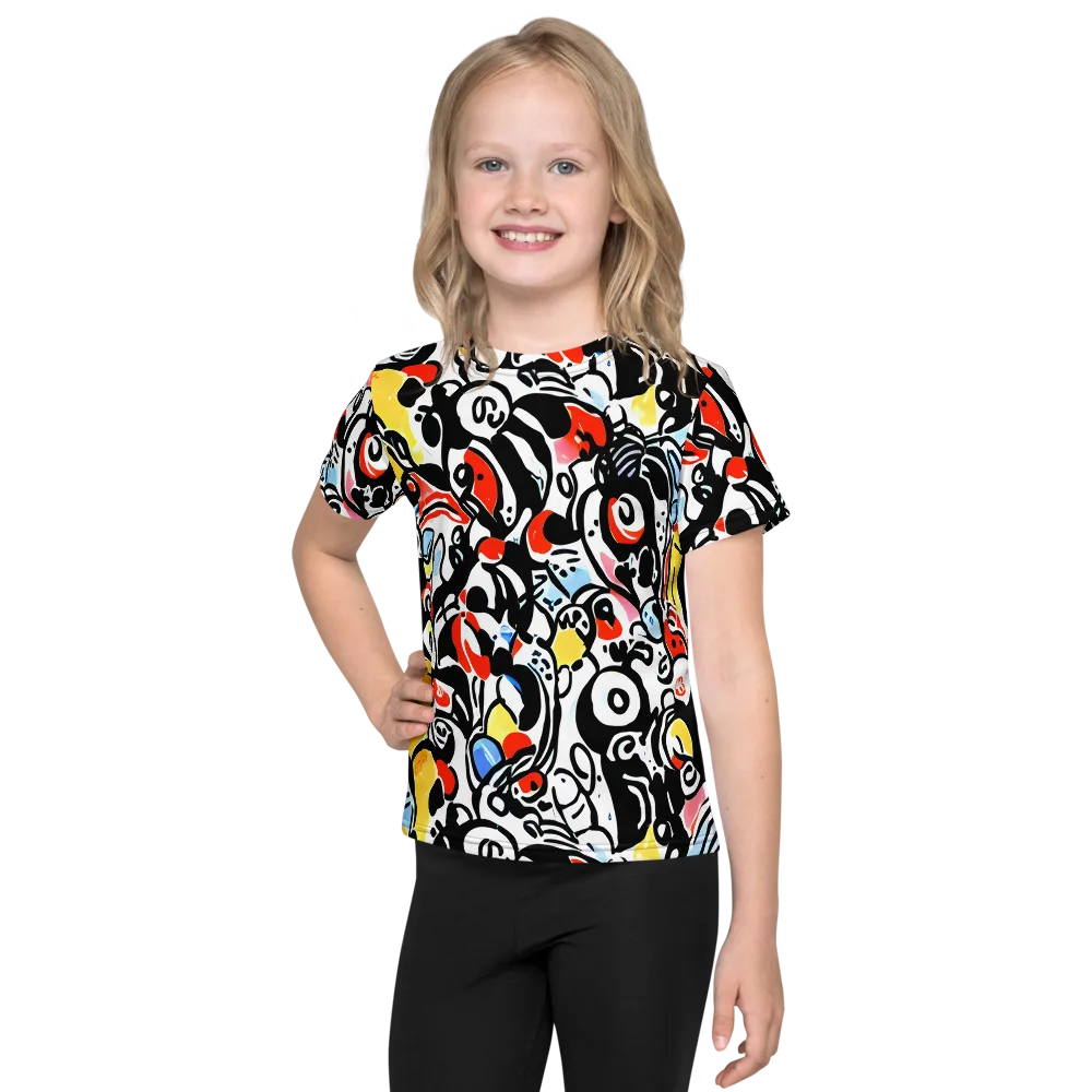 Electric Doodle on Kids Crew Neck T-Shirt — Front