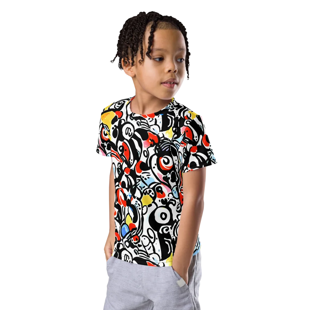 Electric Doodle on Kids Crew Neck T-Shirt — Left Front