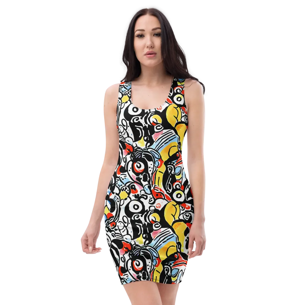 Electric Doodle on Bodycon Dress — Front