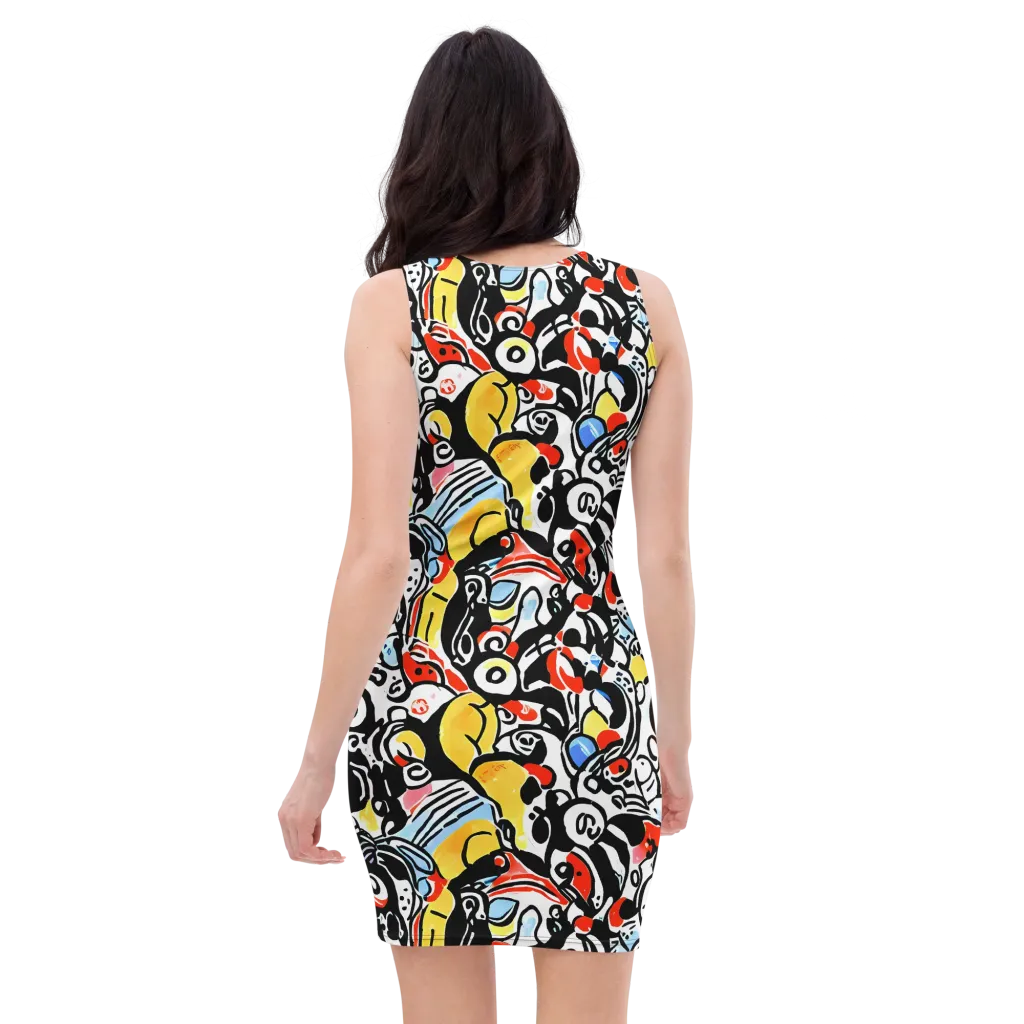 Electric Doodle on Bodycon Dress — Back