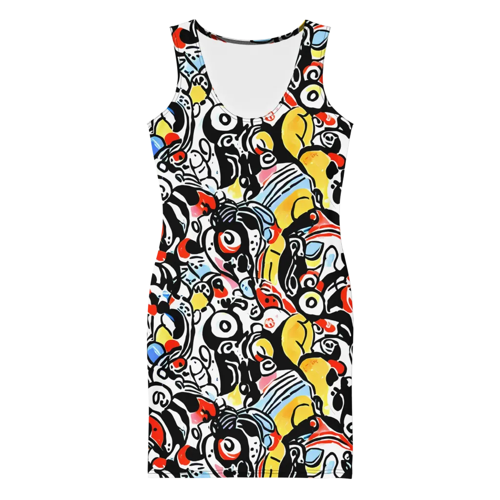 Electric Doodle on Bodycon Dress — Front