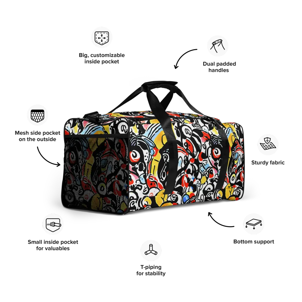 Electric Doodle on Duffle Bag — Right Front