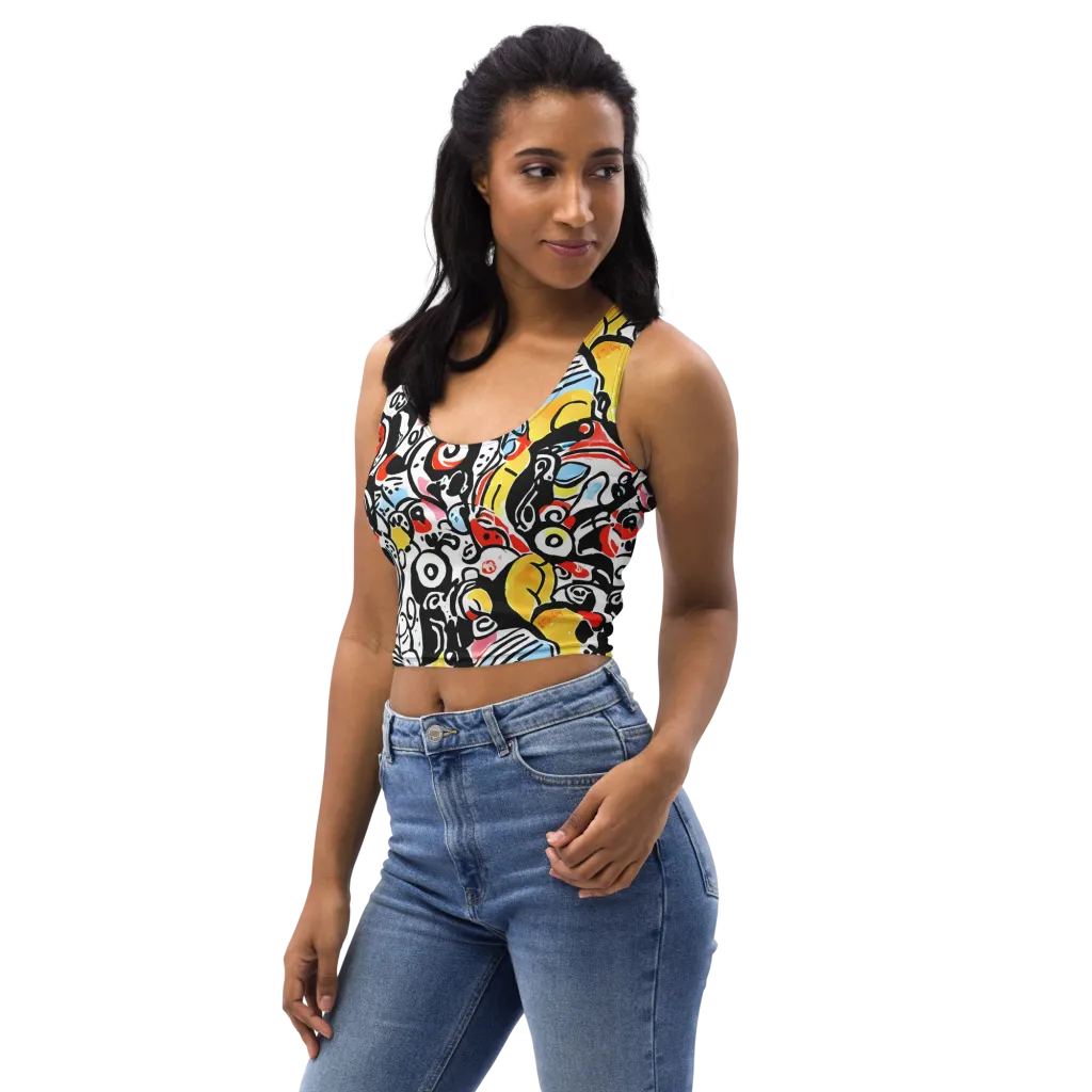 Electric Doodle on Crop Top — Left Front