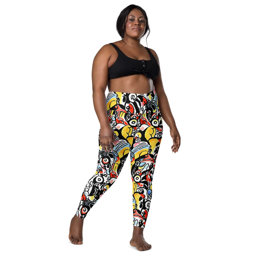 Electric Doodle on Leggings with Pockets — Front