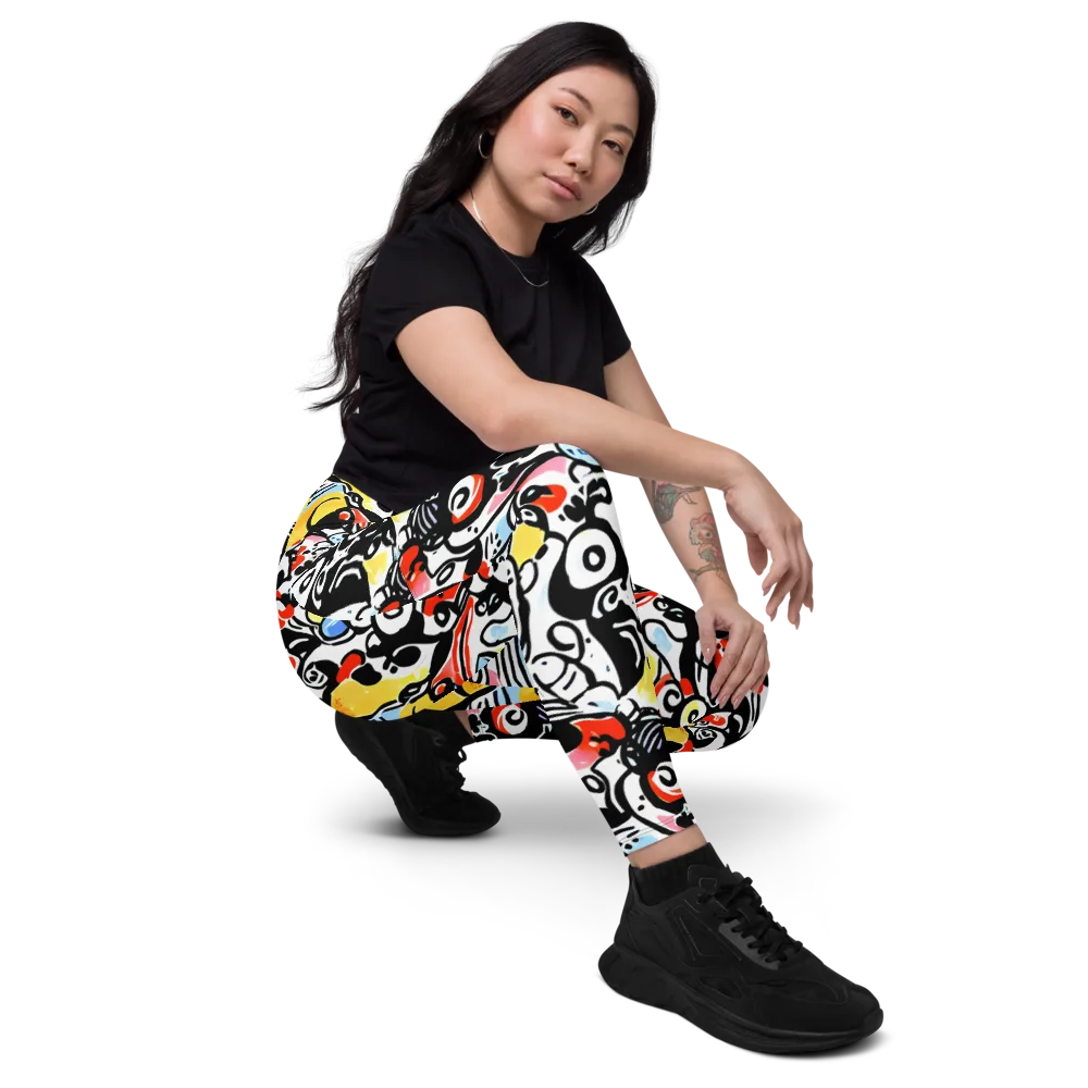 Electric Doodle on Leggings with Pockets — Right Front