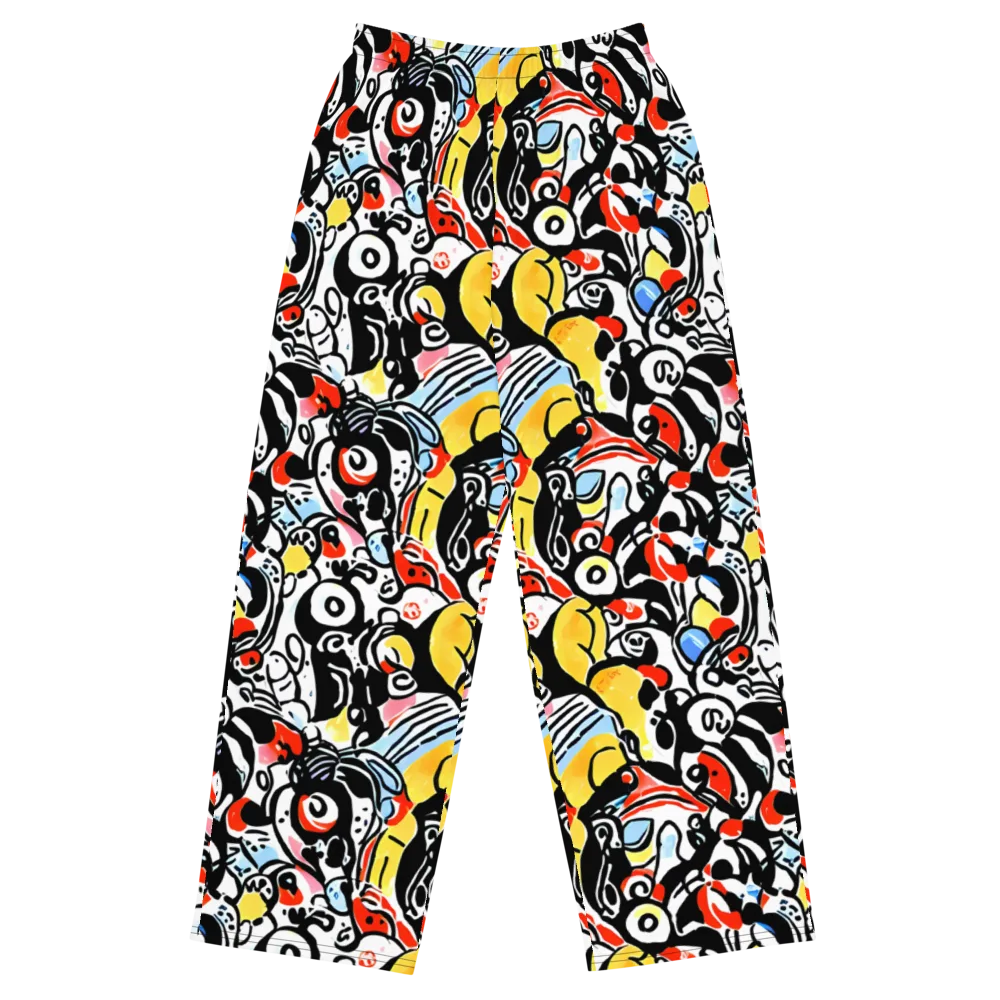 Electric Doodle on Wide-Leg Pants — Front