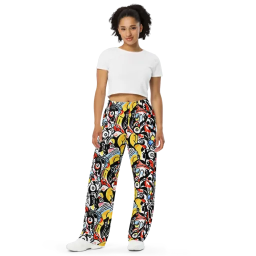 Electric Doodle on a Wide-Leg Pants