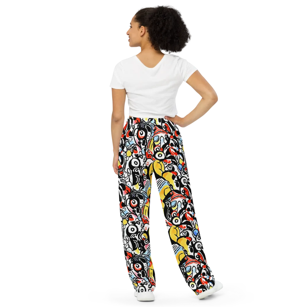 Electric Doodle on Wide-Leg Pants — Back