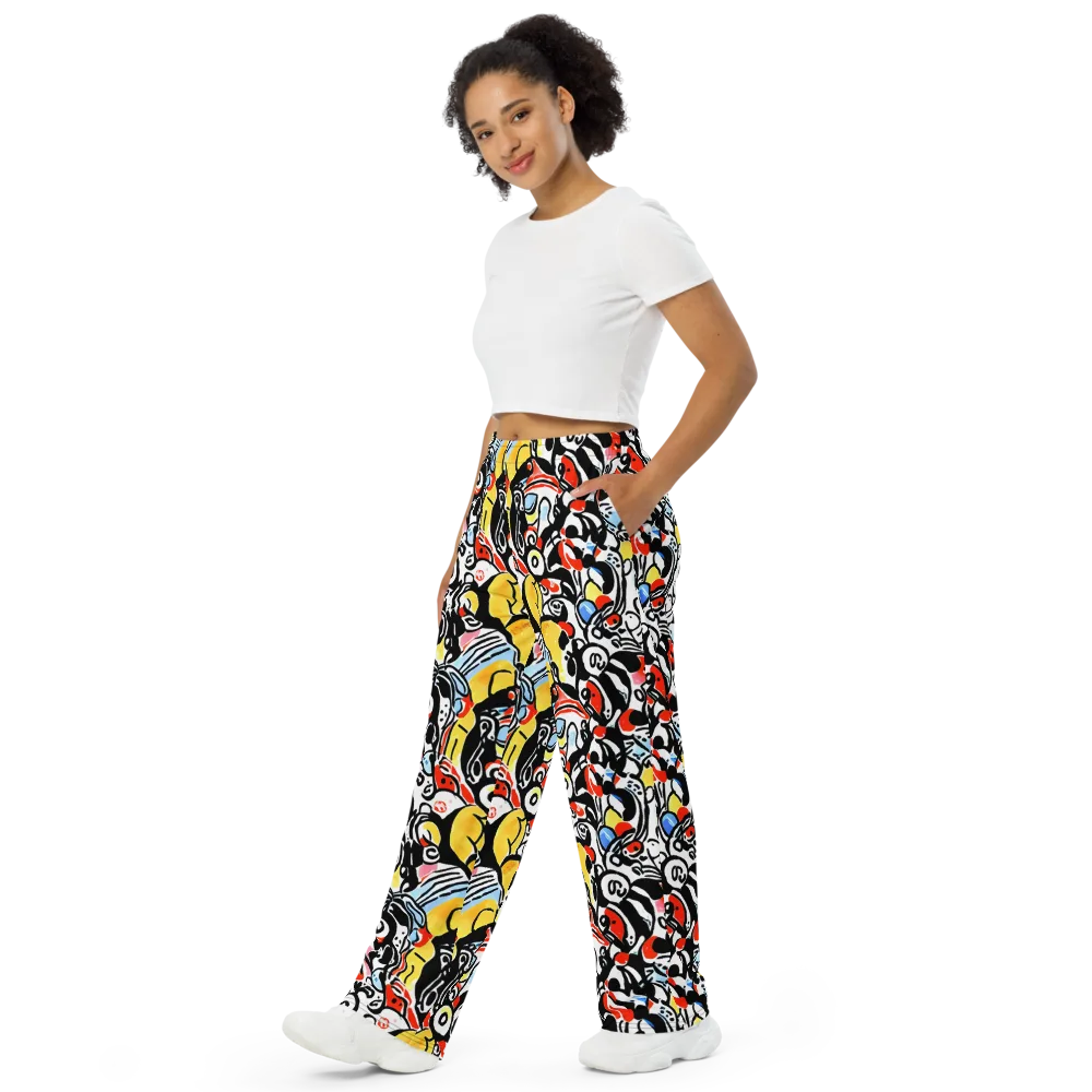 Electric Doodle on Wide-Leg Pants — Left Front
