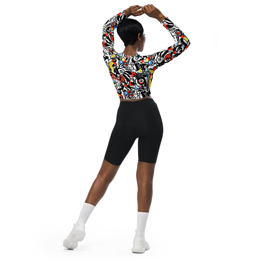 Electric Doodle on Long Sleeve Crop Top — Back