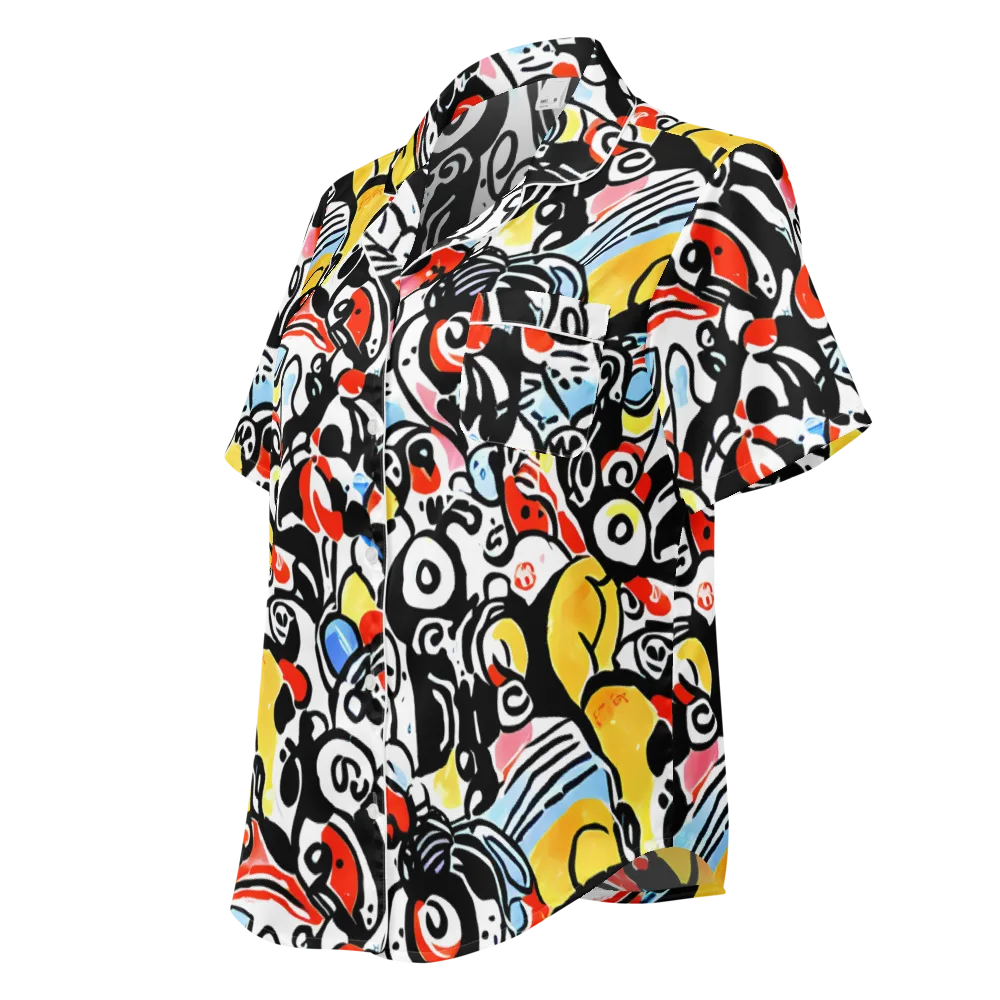 Electric Doodle on Women's Short Sleeve Pajama Top — Left Front