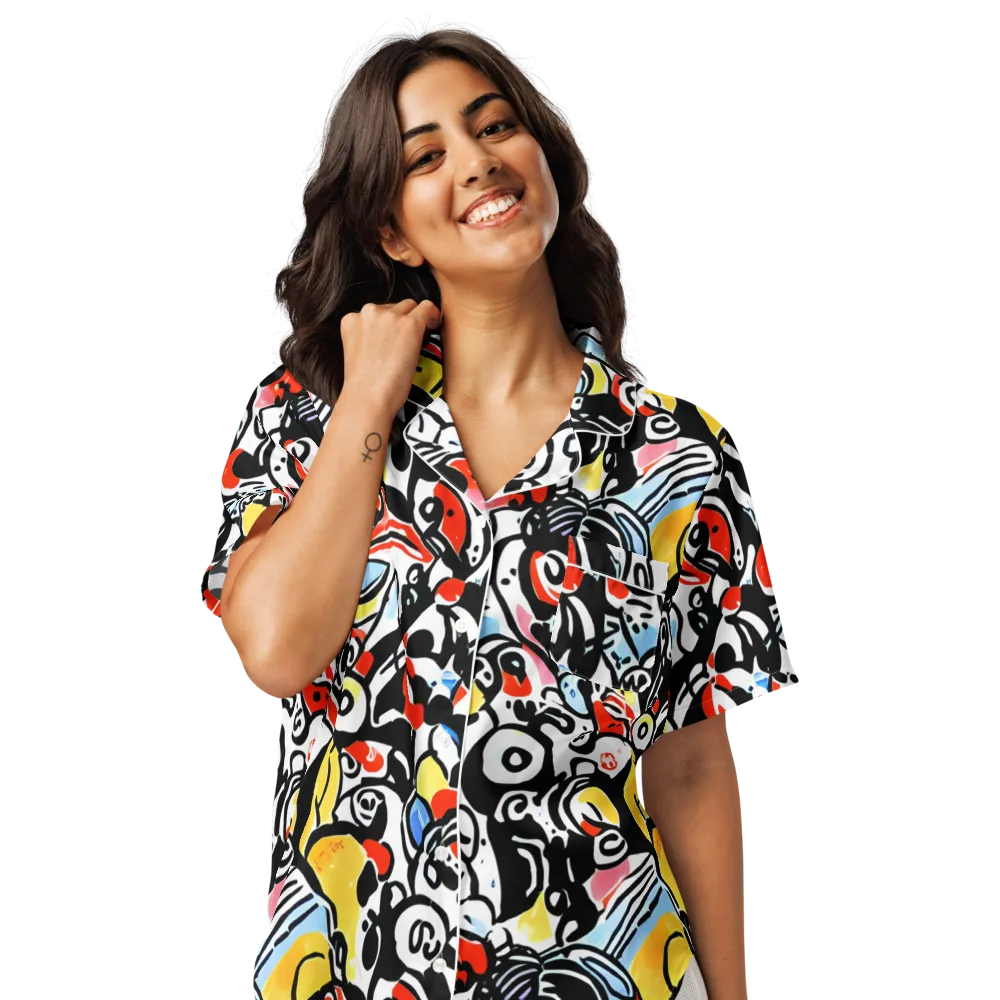 Electric Doodle on Women's Short Sleeve Pajama Top — Front