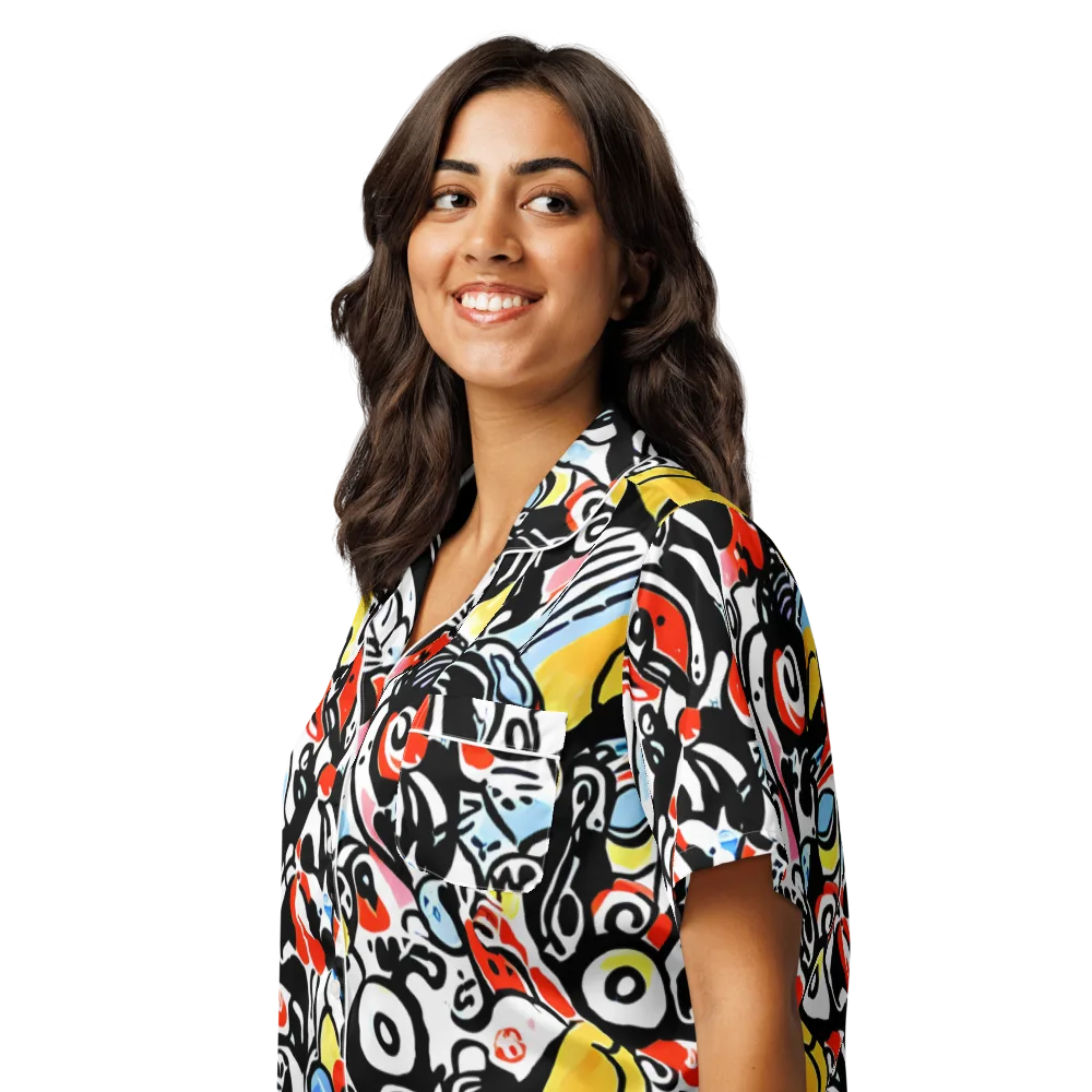 Electric Doodle on Women's Short Sleeve Pajama Top — Left Front