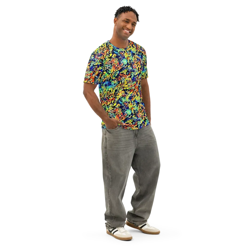 Lucid Tangle on Men's Cotton Crew Neck T-Shirt — Right Front