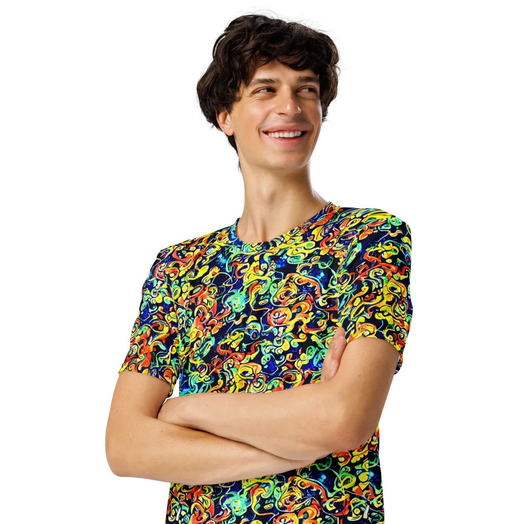 Lucid Tangle on Men's Crew Neck T-Shirt — Left Front