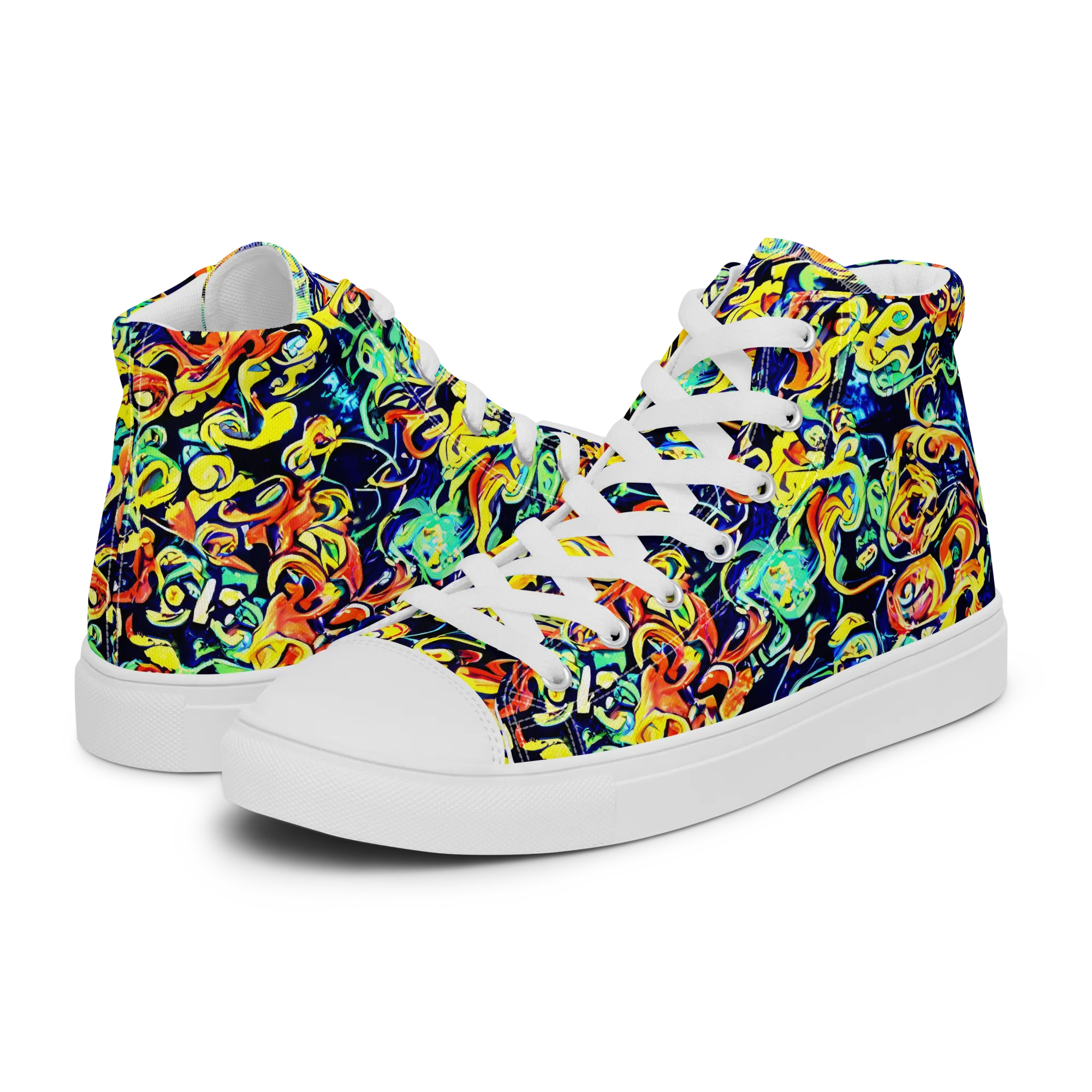 Lucid Tangle on Men's High Top Canvas Shoes — Left