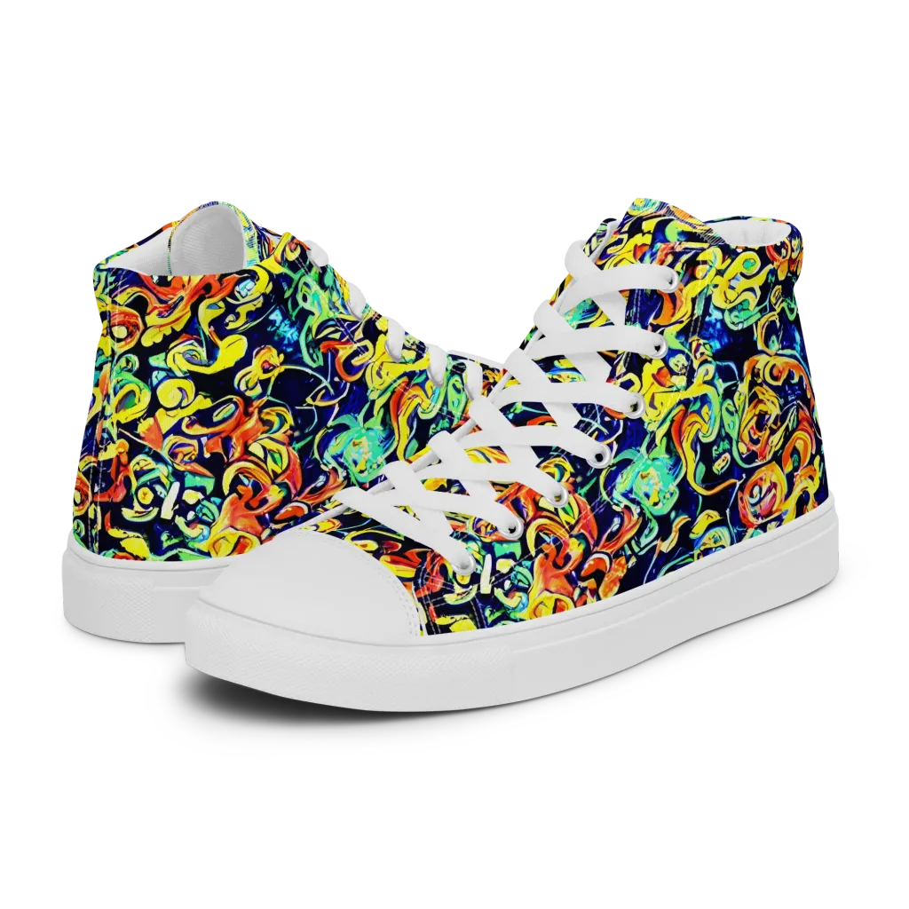 Lucid Tangle on Men's High Top Canvas Shoes — Left