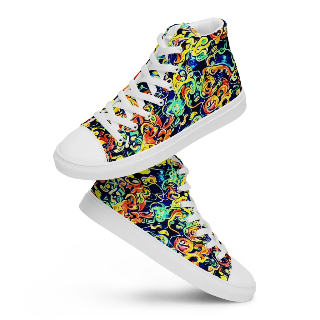 Lucid Tangle on Men's High Top Canvas Shoes — Front