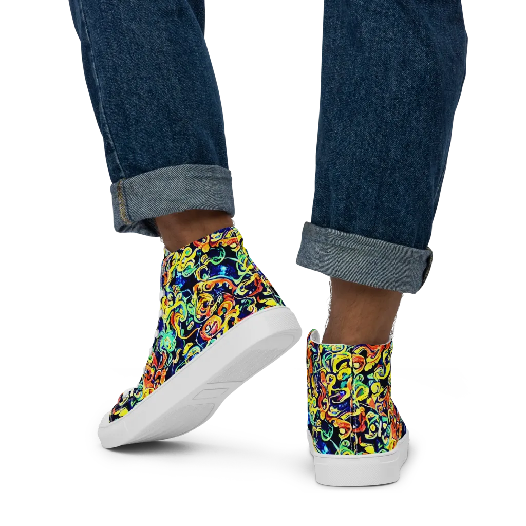 Lucid Tangle on Men's High Top Canvas Shoes — Back