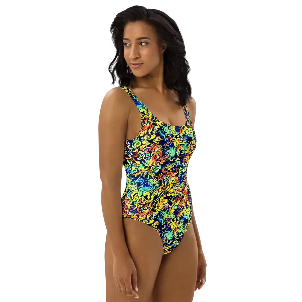 Lucid Tangle on One-Piece Swimsuit — Right