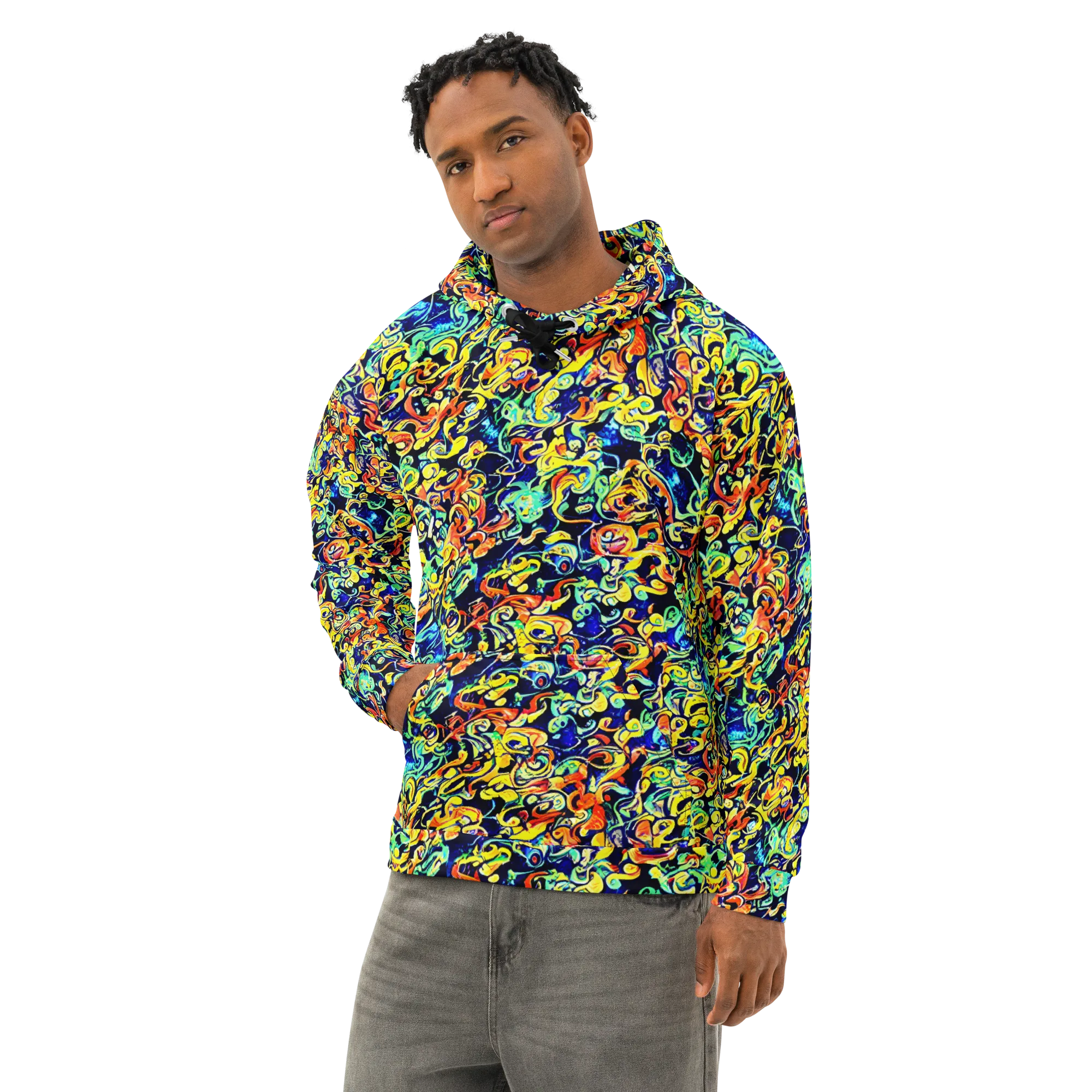 Lucid Tangle on Cotton Hoodie — Left Front