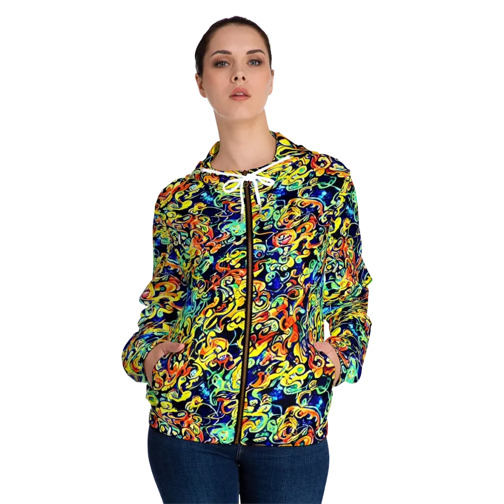 Lucid Tangle on Women's Full-Zip Hoodie — Front On Person