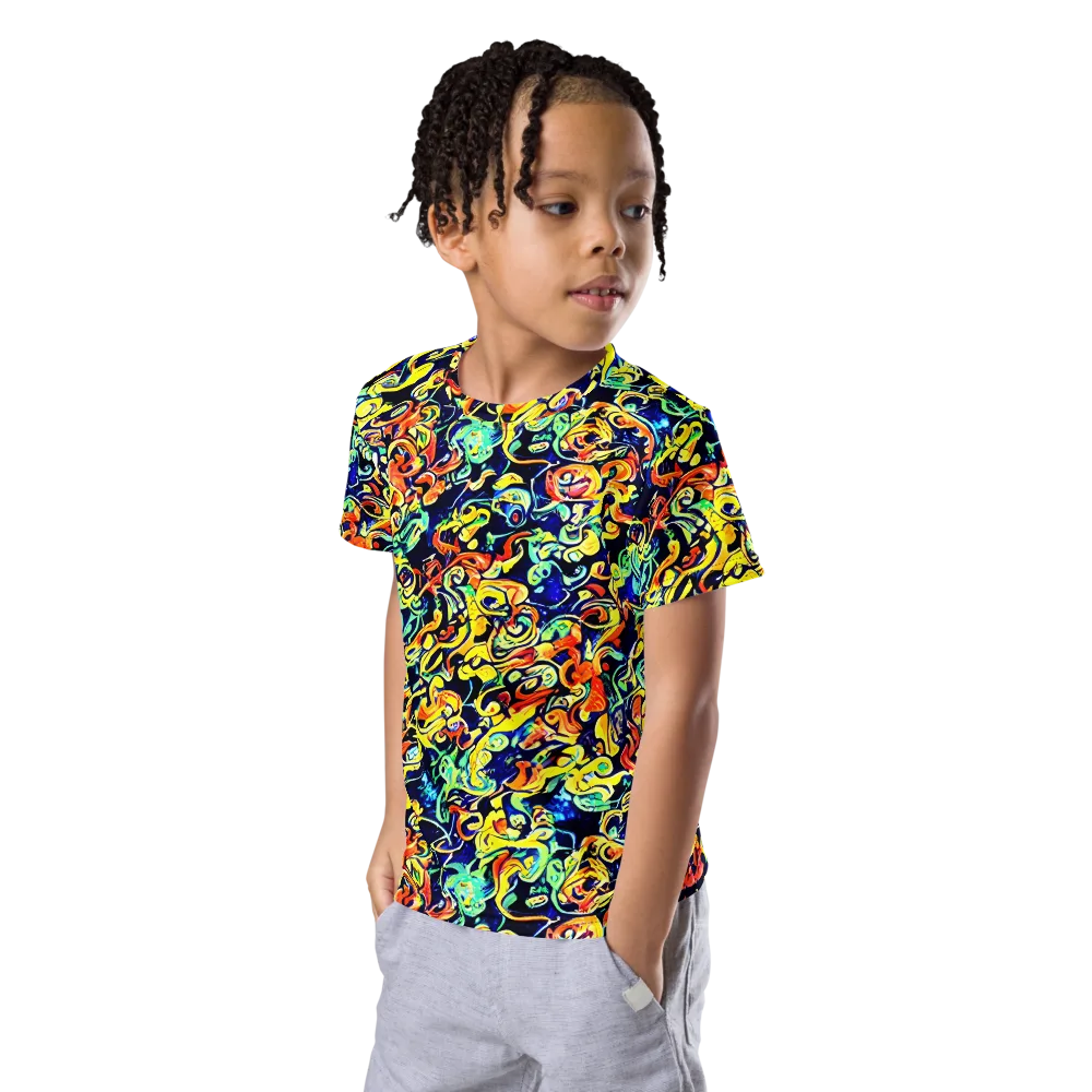 Lucid Tangle on Kids Crew Neck T-Shirt — Left Front