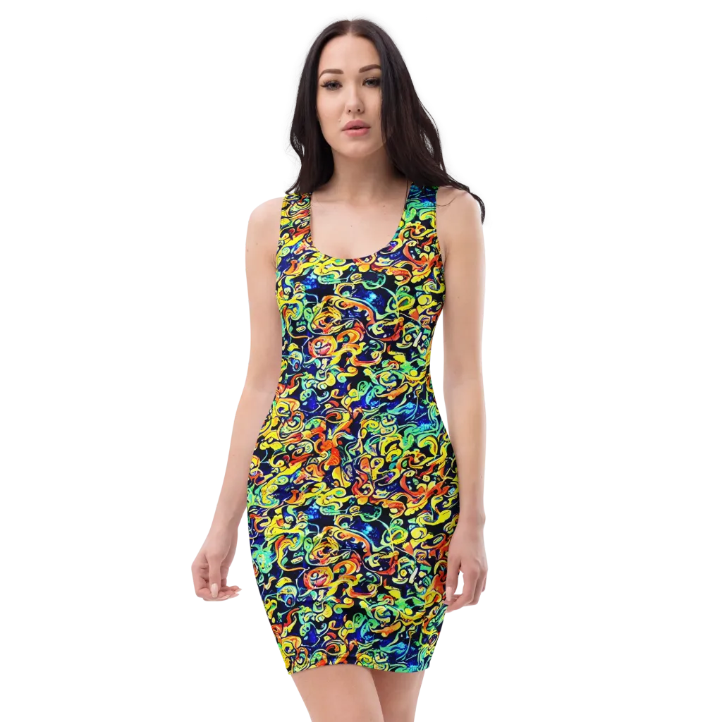 Lucid Tangle on Bodycon Dress — Front
