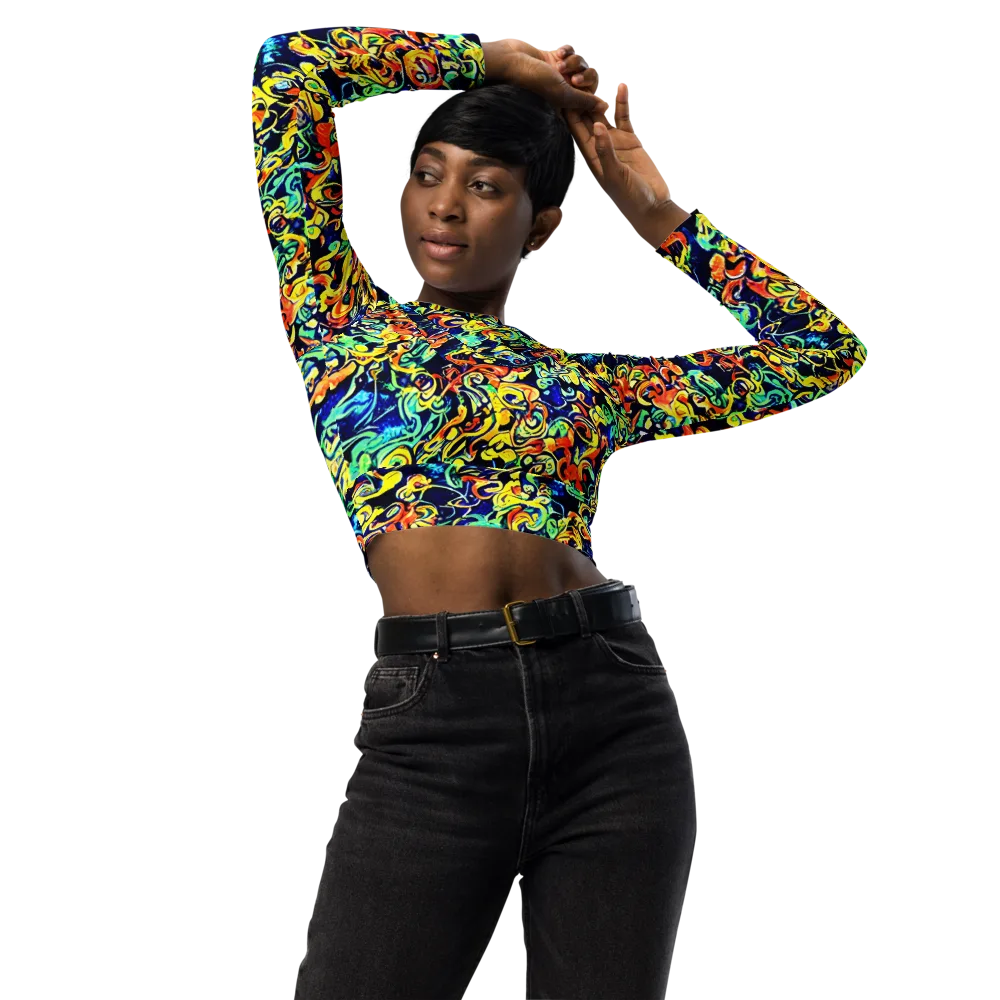 Lucid Tangle on Long Sleeve Crop Top — Front