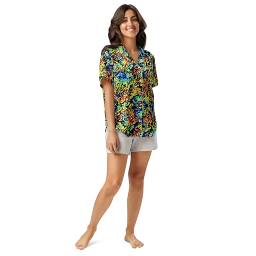 Lucid Tangle on a Women's Short Sleeve Pajama Top