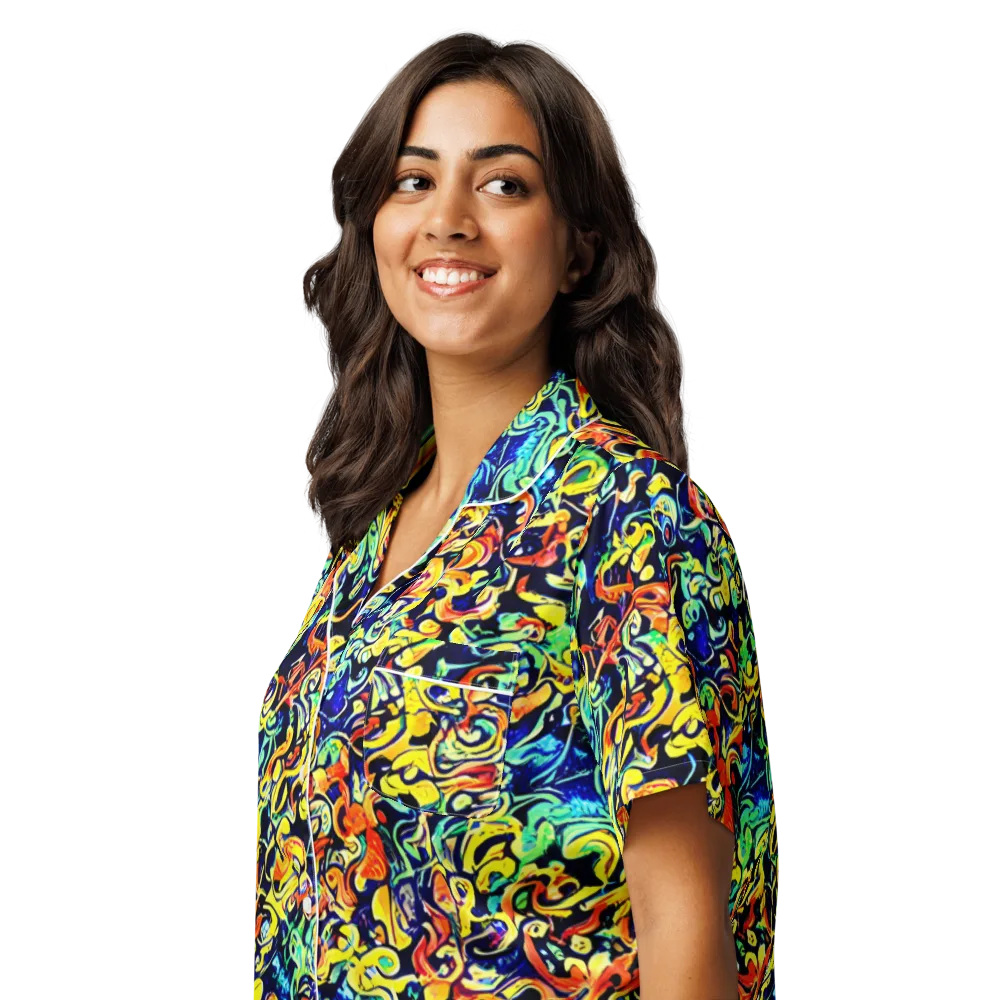 Lucid Tangle on Women's Short Sleeve Pajama Top — Left Front