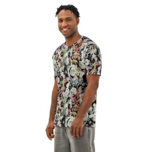 Surreal Menagerie on a Men's Cotton Crew Neck T-Shirt