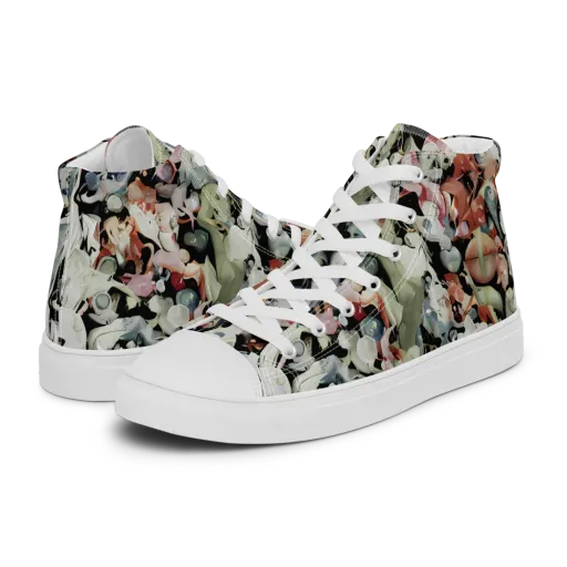 Surreal Menagerie on a Men's High Top Canvas Shoes